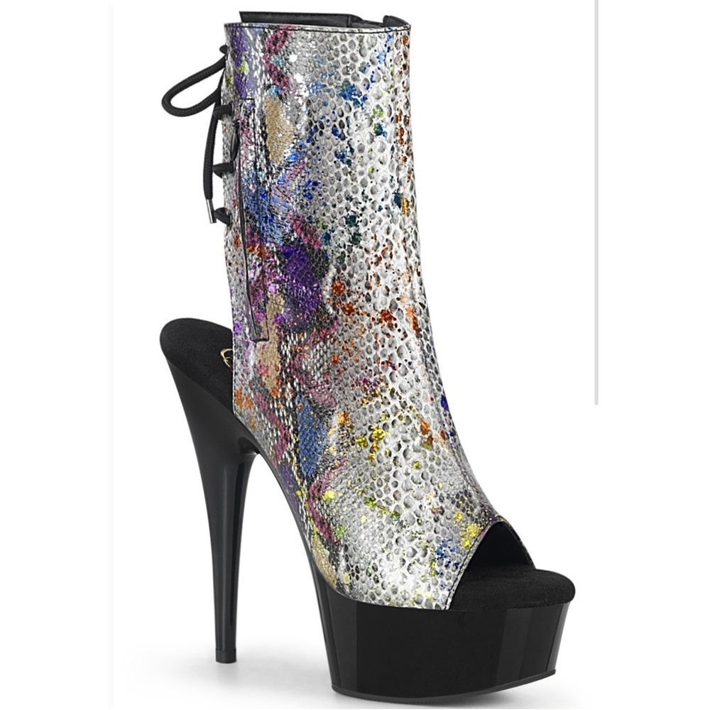Size 8 Pleaser Delight SP1018 Sparkle Snakeskin 6" Heels Women's NEW